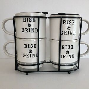 MRKT MARKET FINDS SET OF 4 COFFEE BREAK TOWER IN WHITE MICROWAVE/DISWASHER SAFE